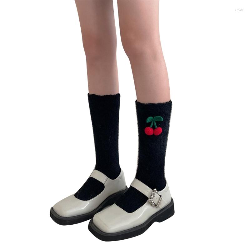 Women Socks Solid Color Furry Calf Japanese Style Cute Cherry Pendant Student Ribbed Knitted Winter Stockings Leg Warmer M6CD, Picture shown
Women Socks Solid Color Furry Calf Japanese Style Cute Cherry Pendant Student Ribbed Knitted Winter Stockings Leg Warmer M6CD, Picture shown