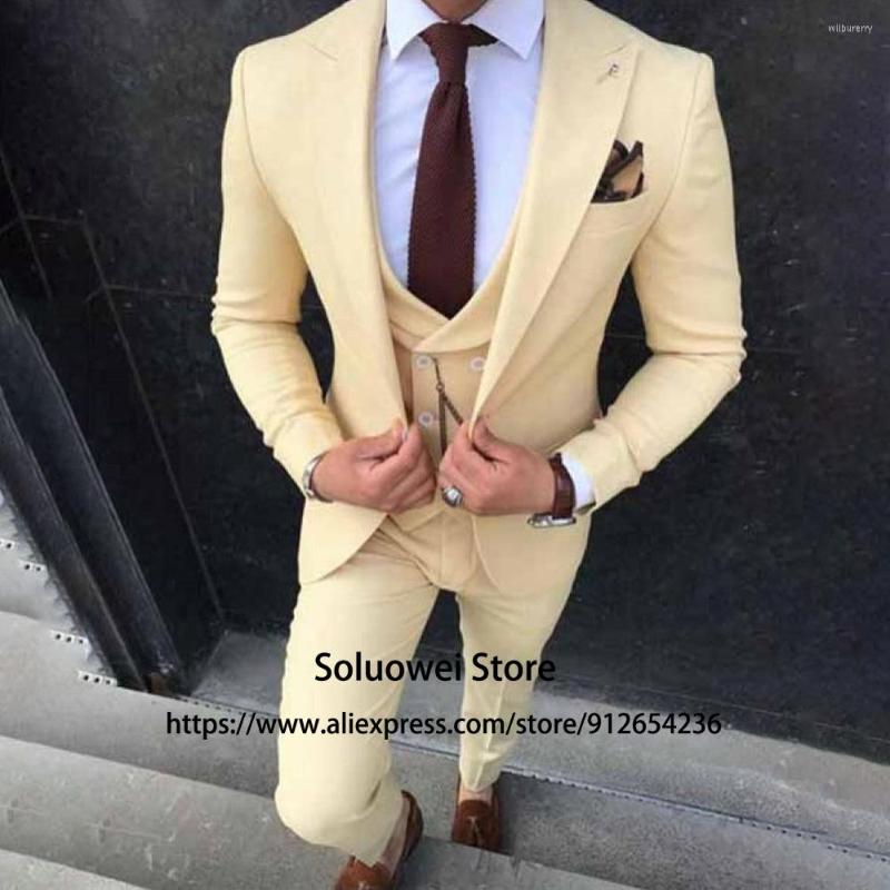 Men's Suits Fashion Light Yellow Slim Mens 3 Piece Jacket Vest Pants Set For Groom Wedding Peaked Lapel Tuxedo Formal Business Blazer, Pink
Men's Suits Fashion Light Yellow Slim Mens 3 Piece Jacket Vest Pants Set For Groom Wedding Peaked Lapel Tuxedo Formal Business Blazer, Pink
