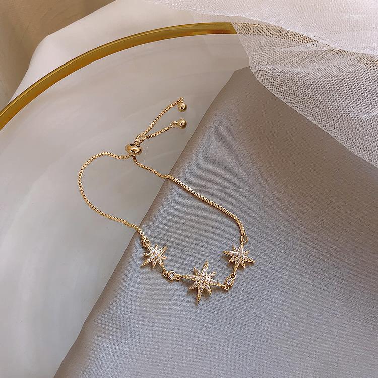 Charm Bracelets Gold Plated Shining Zircon Star Bracelet Luxurious And Exquisite Adjustable Suitable For Women's Party Jewelry
Charm Bracelets Gold Plated Shining Zircon Star Bracelet Luxurious And Exquisite Adjustable Suitable For Women's Party Jewelry