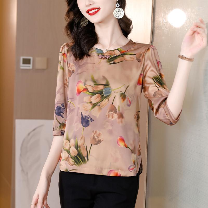 Women's Blouses 5XL Loose Floral Silk Shirts Women's Spring Summer Casual Elegant O-Neck Button 3/4 Sleeve Tops Female Clothes 2023, Khaki
Women's Blouses 5XL Loose Floral Silk Shirts Women's Spring Summer Casual Elegant O-Neck Button 3/4 Sleeve Tops Female Clothes 2023, Khaki