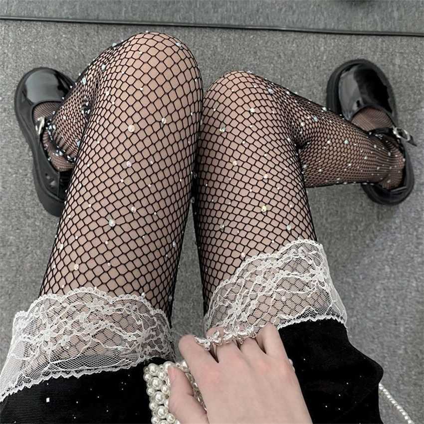 Mesh stockings hot drill mesh black silk with fishnet sexy pantyhose pants