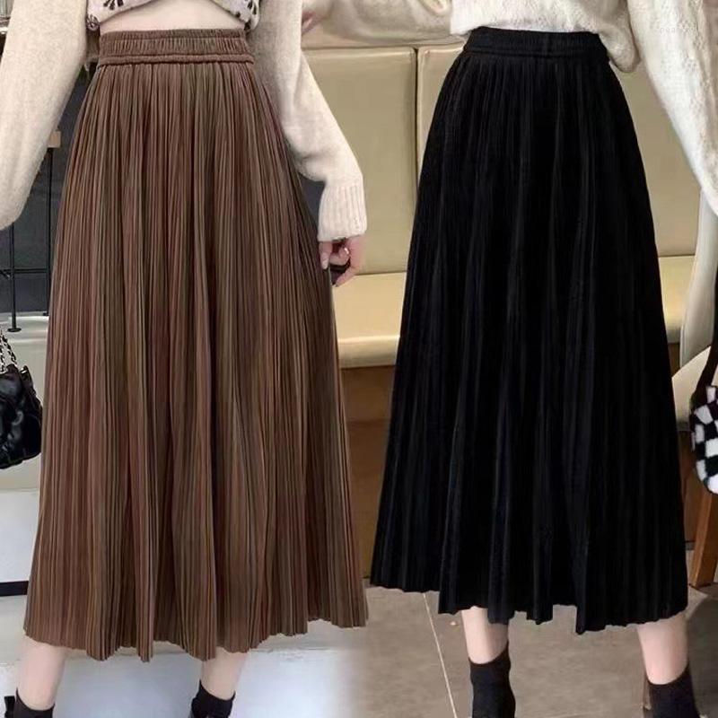 Skirts Solid Color Velvet Midi Pleated Skirt Female High Waist Autumn Winter Vintage A Line For Women Korean Fashion Long, Beige
Skirts Solid Color Velvet Midi Pleated Skirt Female High Waist Autumn Winter Vintage A Line For Women Korean Fashion Long, Beige