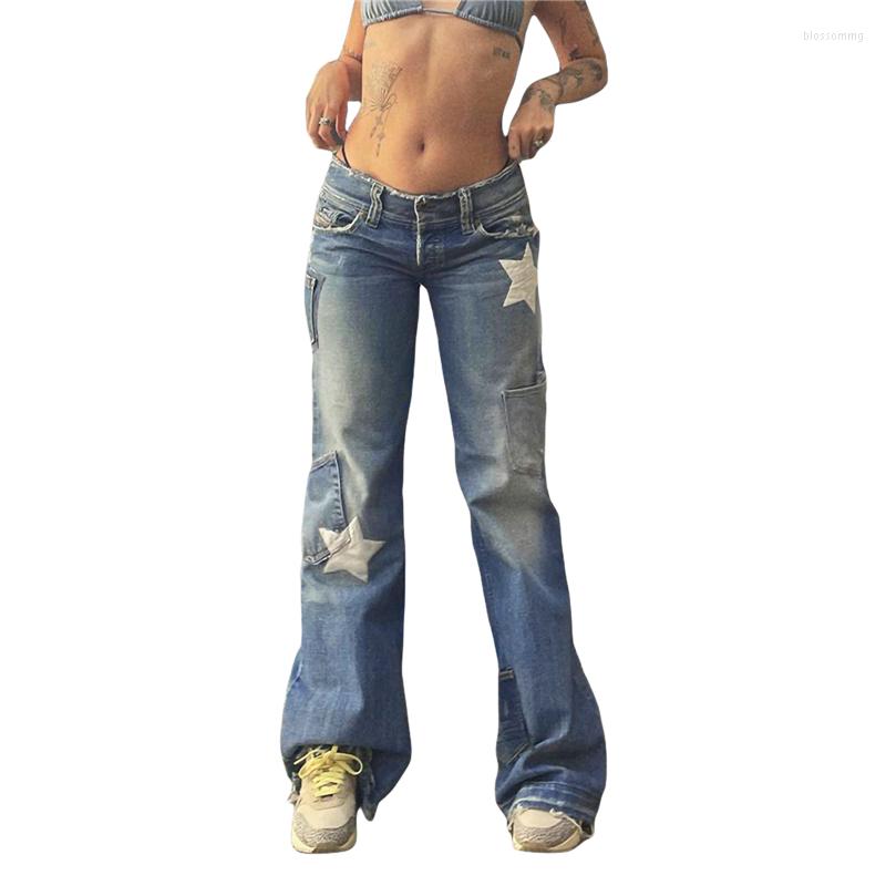 Women' Jeans Y2k Women Graphic Star Print Low Waist Flared Denim Pants With Pockets 2000s Aesthetic Trousers Casual Streetwear, As photo shows
Women' Jeans Y2k Women Graphic Star Print Low Waist Flared Denim Pants With Pockets 2000s Aesthetic Trousers Casual Streetwear, As photo shows