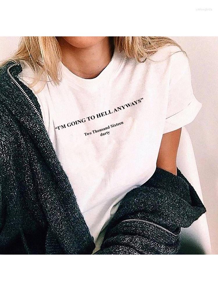Women' T Shirts I Am Going To Hell Anyways Shirt Fashion White Casual 90s Women Goth Grunge Art Aesthetic Tumblr Tees, Fe59-fstwh-