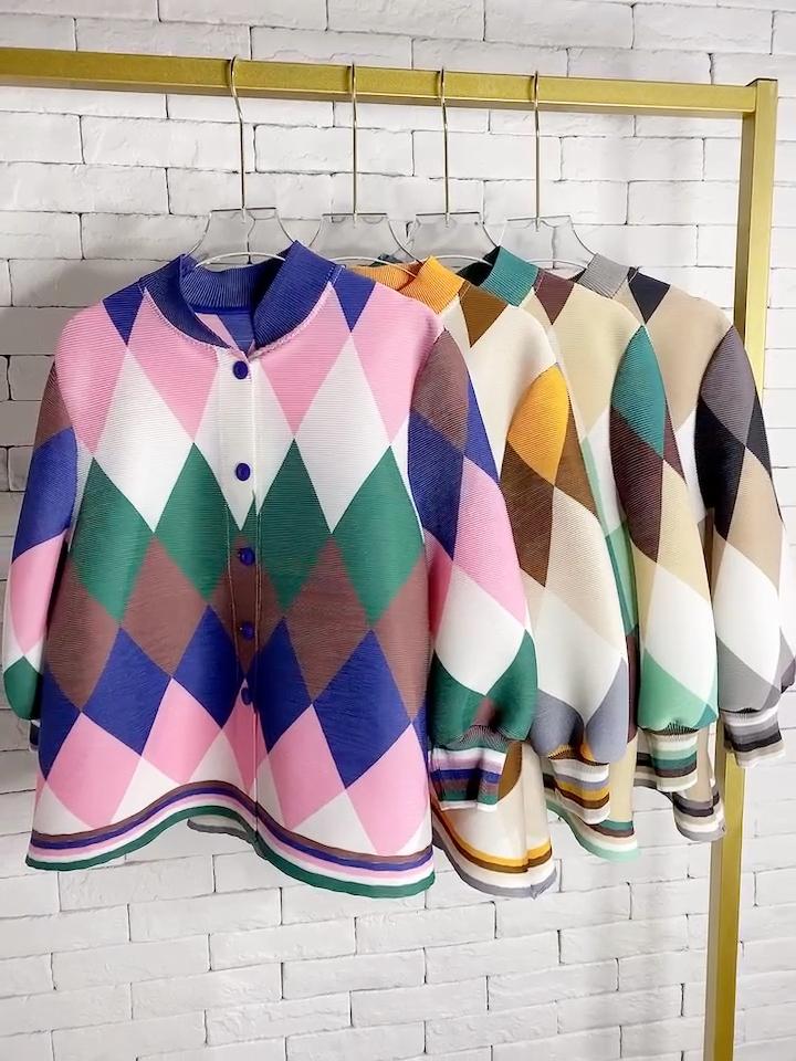 Women's Jackets Miyake Pleated Geometric Print Single Breasted Jacket Spring Stand Collar Slim Top WomenWomen's, Picture color
Women's Jackets Miyake Pleated Geometric Print Single Breasted Jacket Spring Stand Collar Slim Top WomenWomen's, Picture color