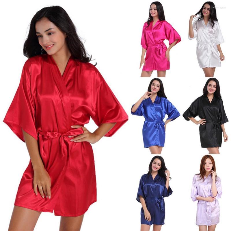 Women's Sleepwear Sexy Women Solid Color Satin Kimono Robe Nightgown Dress Bathrobe, Dark blue
Women's Sleepwear Sexy Women Solid Color Satin Kimono Robe Nightgown Dress Bathrobe, Dark blue
