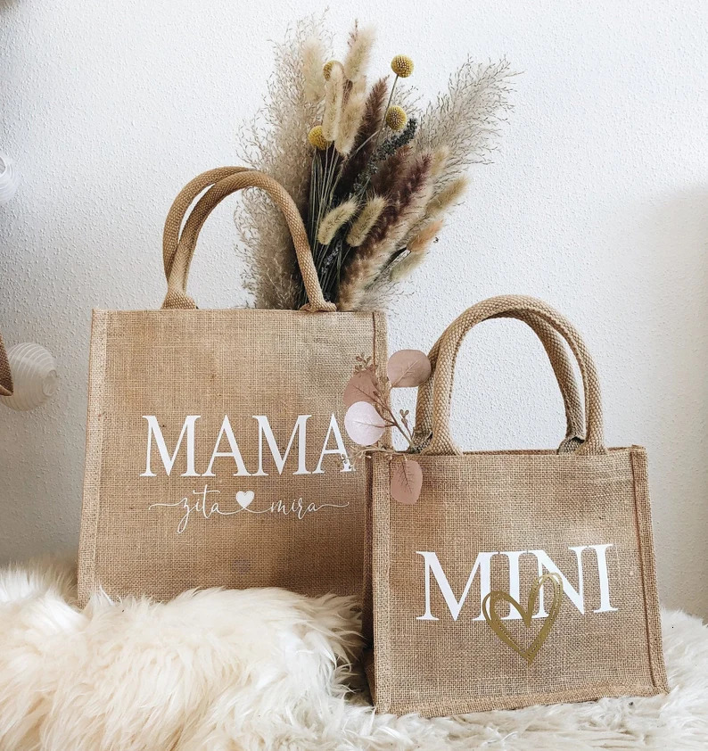 Shopping Bags Personalized Jute for Mom and Child Mother's Day Gift Beach Tote Bridesmaid Junior 230313, 37x27x17 - brown
Shopping Bags Personalized Jute for Mom and Child Mother's Day Gift Beach Tote Bridesmaid Junior 230313, 37x27x17 - brown