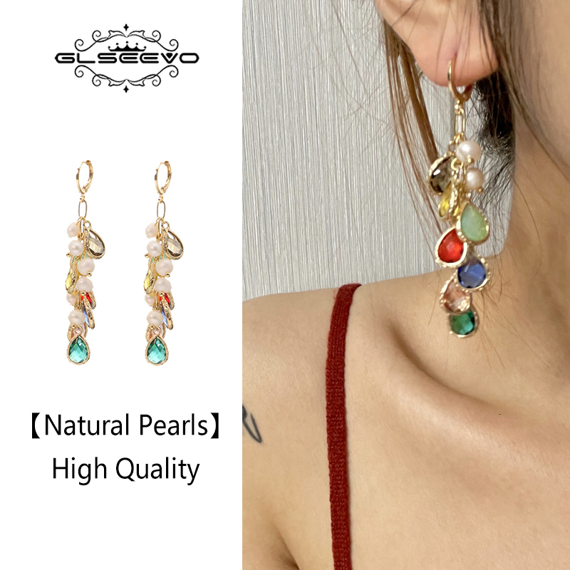 Stud GLSEEVO 925 Silver Colorful Water Drop Pearl Woman Earrings Korea Metal Chain Exquisite Personality Temperament Banquet Jewelry 230313 
Stud GLSEEVO 925 Silver Colorful Water Drop Pearl Woman Earrings Korea Metal Chain Exquisite Personality Temperament Banquet Jewelry 230313