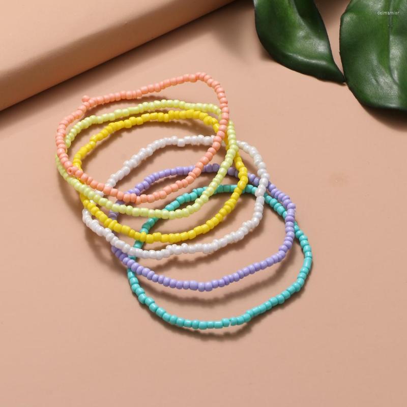 Charm Bracelets KINFOLK 2023 Simple Fashion Multicolor Boho Handmade Elastic Seeds Beaded For Women Jewelry Personality Gift