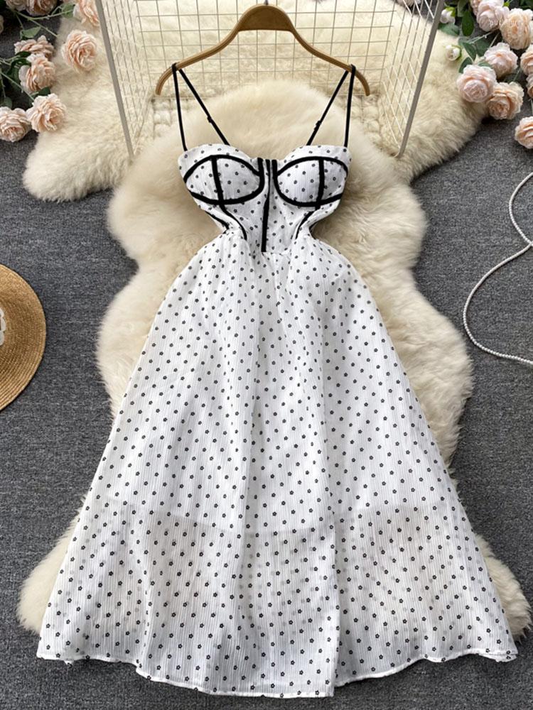Casual Dresses Beach Summer Sexy White Dot Dress Wome Spaghetti Strap High Waist SlimTemperament Big Swing Long Vestidos Ladies
Casual Dresses Beach Summer Sexy White Dot Dress Wome Spaghetti Strap High Waist SlimTemperament Big Swing Long Vestidos Ladies