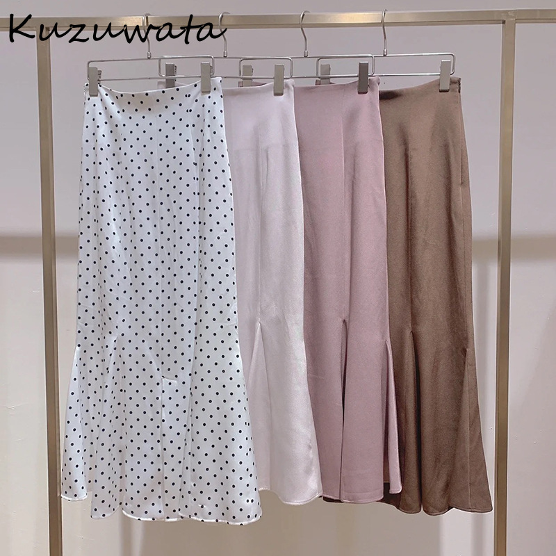 Skirts Kuzuwata Elegant High Waist Ladies Skirt Solid Color Polka Dot Satin Long Skirts for Women Spring Faldas Largas Mujer 230313, Brown
Skirts Kuzuwata Elegant High Waist Ladies Skirt Solid Color Polka Dot Satin Long Skirts for Women Spring Faldas Largas Mujer 230313, Brown