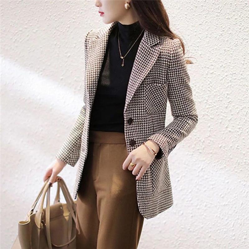 Women's Suits 2023 Autumn Winter Woolen Small Blazer Jacket Women Plaid Long-Sleeved Casual Coat LadyTemperament Suit Female, Houndstooth
Women's Suits 2023 Autumn Winter Woolen Small Blazer Jacket Women Plaid Long-Sleeved Casual Coat LadyTemperament Suit Female, Houndstooth