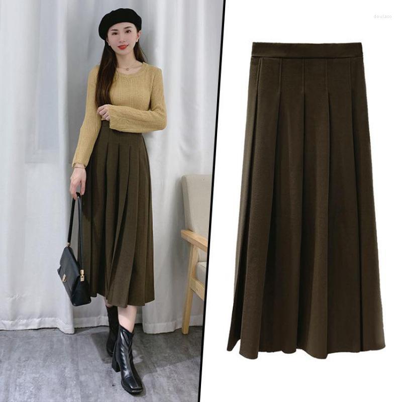 Skirts 2023Autumn Winter Simple Solid Woolen Pleated Skirt Elastic High Waist Thin Loose Temperament Women Long, Black
Skirts 2023Autumn Winter Simple Solid Woolen Pleated Skirt Elastic High Waist Thin Loose Temperament Women Long, Black