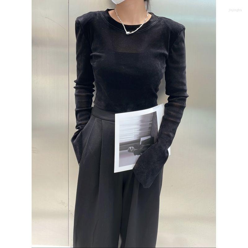 Women's T Shirts Fall 2023 Design Round Collar Gauze Velvet Slim Fit Slimming Bottoming Top, Black
Women's T Shirts Fall 2023 Design Round Collar Gauze Velvet Slim Fit Slimming Bottoming Top, Black