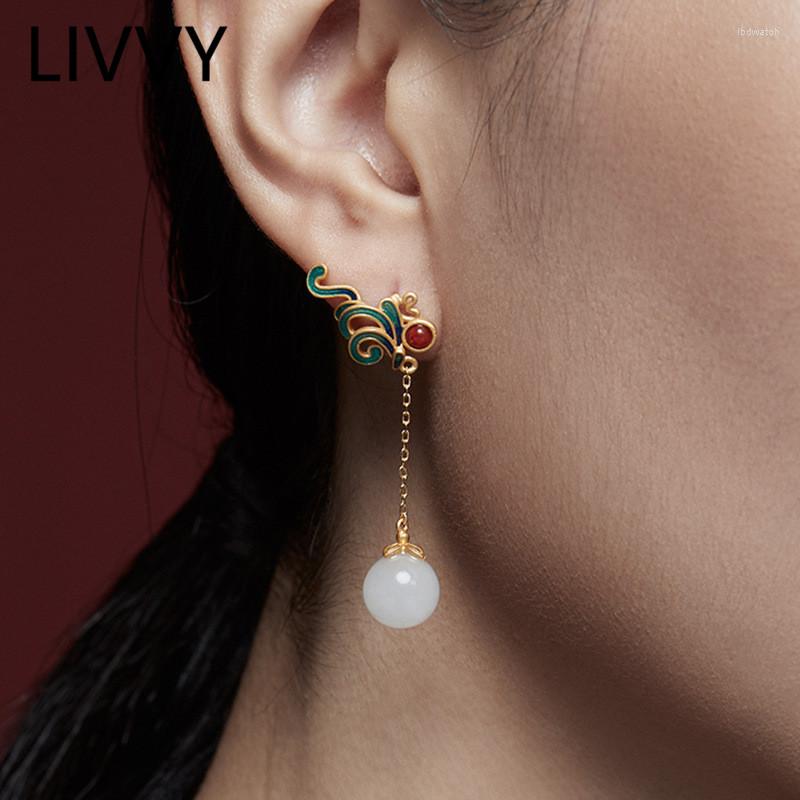 Dangle Earrings LIVVY Retro White Stone Long Chinese Style Unique Fine Craft Luxury Charm Women's Jewelry
Dangle Earrings LIVVY Retro White Stone Long Chinese Style Unique Fine Craft Luxury Charm Women's Jewelry
