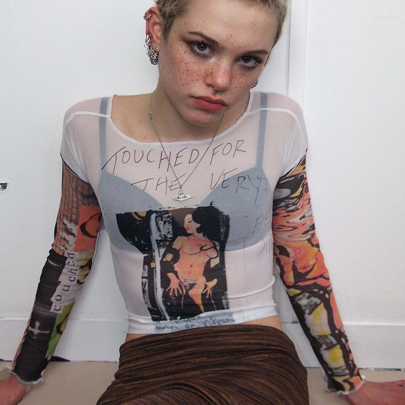 Women' T Shirts E-girl Gothic Mesh Sheer Crop Top Y2K Harajuku Graphic Print See Through T-shirt Vintage Punk Style Long Sleeve Summer Tees
Women' T Shirts E-girl Gothic Mesh Sheer Crop Top Y2K Harajuku Graphic Print See Through T-shirt Vintage Punk Style Long Sleeve Summer Tees
