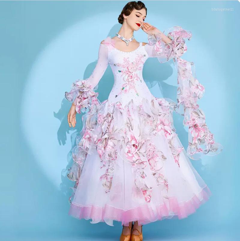 Stage Wear Ballroom Competition Dance Dress Women Professional Waltz Dancing Advanced White Flower Standard Dresses
Stage Wear Ballroom Competition Dance Dress Women Professional Waltz Dancing Advanced White Flower Standard Dresses