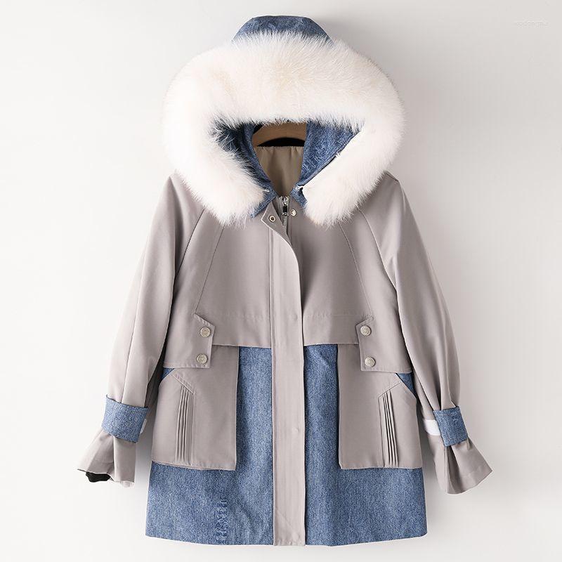 Women's Trench Coats 2023 Winter Parkas Splicing Denim Women Jacket Cotton Female Parka Casual Hooded Thicken Warm Ladies Outwear TopsR2404, Green
Women's Trench Coats 2023 Winter Parkas Splicing Denim Women Jacket Cotton Female Parka Casual Hooded Thicken Warm Ladies Outwear TopsR2404, Green