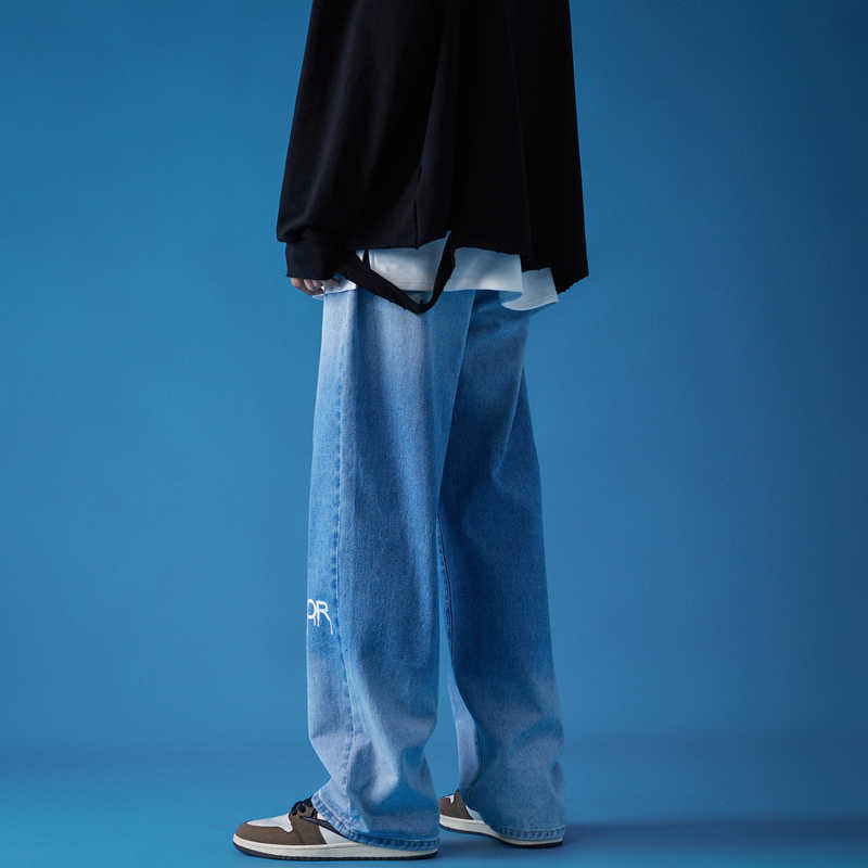 Men's Jeans Gradient Men Jeans Man Pants Streetwear Jean Baggy Korean Fashion Men Men's Wide Jeans Male Oversize Trendyol Mens Denim Mens Z0
