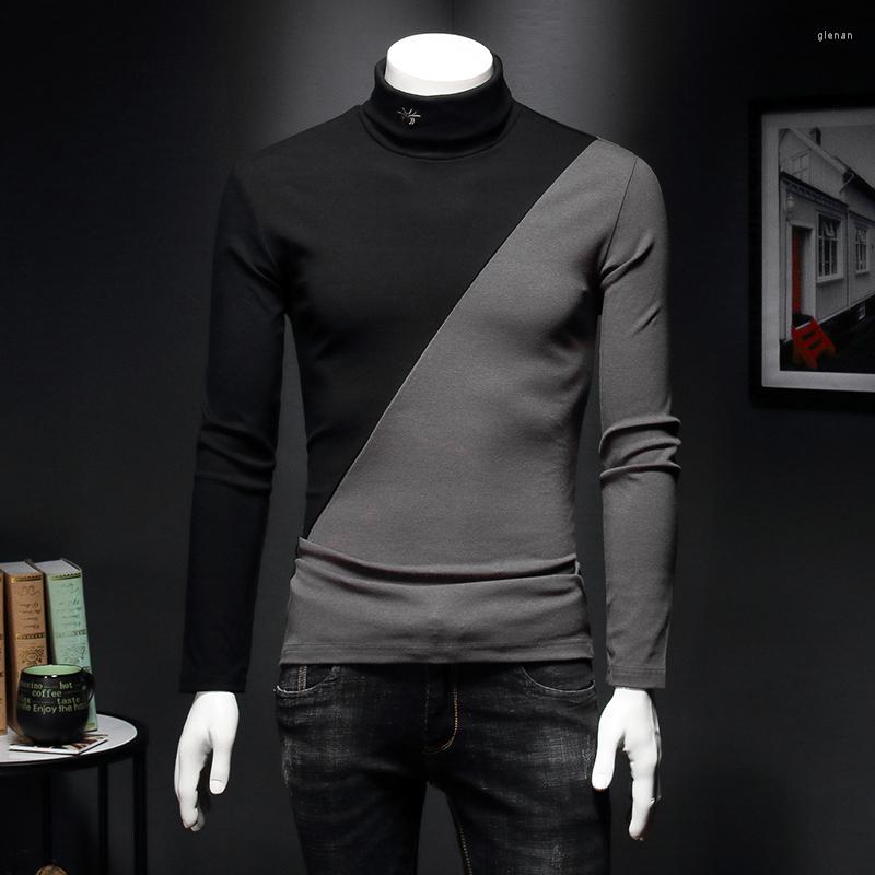 Men's T Shirts Brand The Designer Est Patchwork Color T-shirt Long Sleeve Half Turtleneck England Style Drop C25, Black blue
Men's T Shirts Brand The Designer Est Patchwork Color T-shirt Long Sleeve Half Turtleneck England Style Drop C25, Black blue
