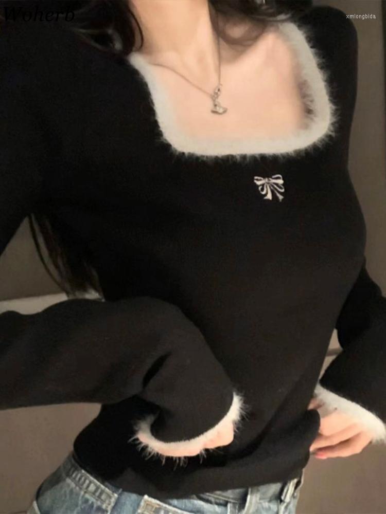 Women' T Shirts Woherb Cropped Pullovers For Women Knitwear Jumper Square Collar Long Sleeve Pull Femme 2023 Ropa Mujer Chic Sexy Sweater, Black
Women' T Shirts Woherb Cropped Pullovers For Women Knitwear Jumper Square Collar Long Sleeve Pull Femme 2023 Ropa Mujer Chic Sexy Sweater, Black