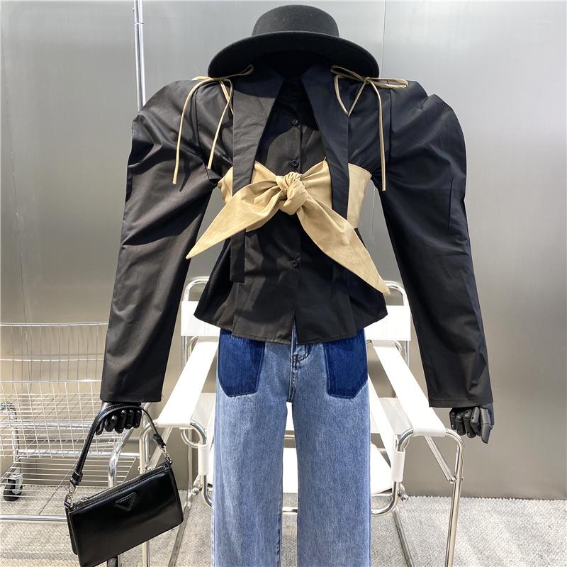 Women's Blouses Brand Original Design 2023 Bow Suspender Vest Exotic Sweet Bubble Sleeve Solid Color 2 Pieces Shirt, Black
Women's Blouses Brand Original Design 2023 Bow Suspender Vest Exotic Sweet Bubble Sleeve Solid Color 2 Pieces Shirt, Black