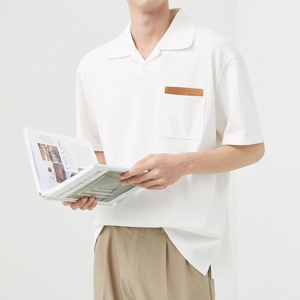 Men's T-Shirts Casual Contrast Color Short-sleeved POLO Shirt Boys Summer Comfortable Home Labeling Waffle Loose Lapel T-shirt Men's Clothin