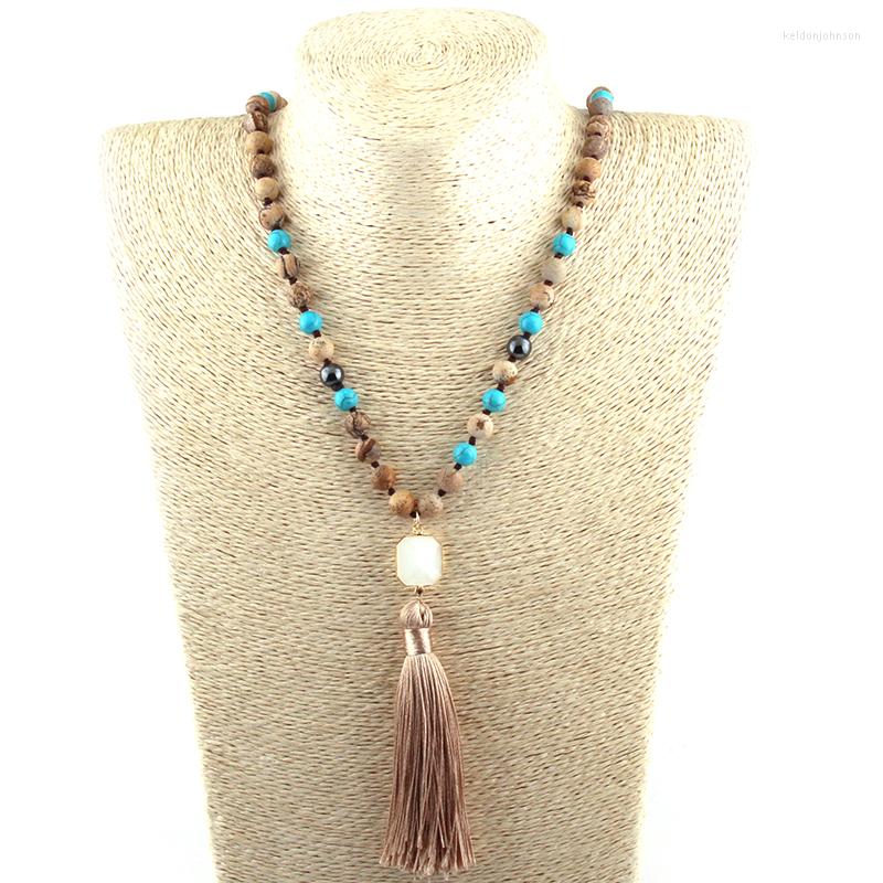 Pendant Necklaces Fashion Bohemian Tribal Jewelry Semi Precious Stones Long Knotted Stone Beige Tassel
Pendant Necklaces Fashion Bohemian Tribal Jewelry Semi Precious Stones Long Knotted Stone Beige Tassel
