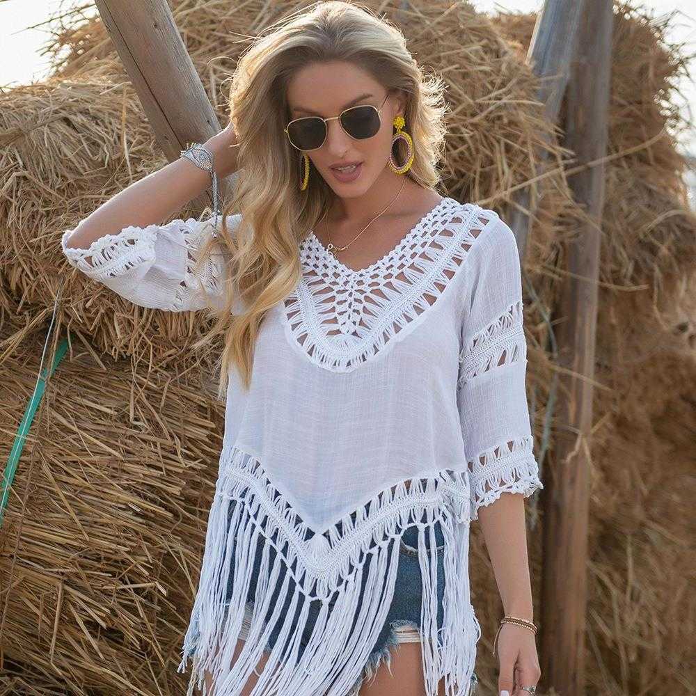 Monokinis Designer Luxury Hand Hook Patchwork Solid Color Hollow Out Beach Irregular Tassel Blouse Bikini Swimsuit, White
Monokinis Designer Luxury Hand Hook Patchwork Solid Color Hollow Out Beach Irregular Tassel Blouse Bikini Swimsuit, White