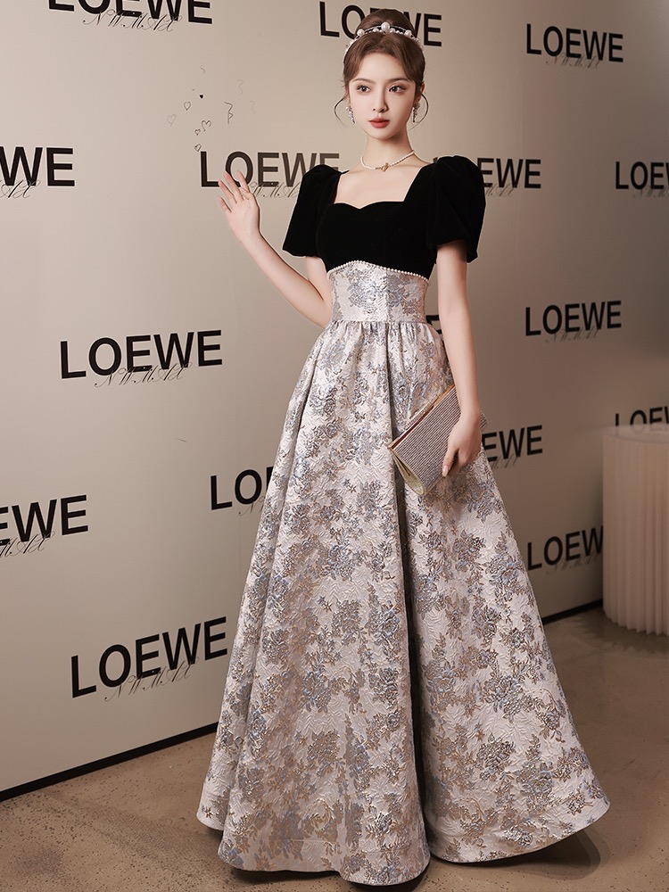 Sexy Prom Dresses Puff Sleeves Pearl Print Jacquard Square Collar Zipper Patchwork A-Line Evening Bride Cocktail Party Gowns, Black
Sexy Prom Dresses Puff Sleeves Pearl Print Jacquard Square Collar Zipper Patchwork A-Line Evening Bride Cocktail Party Gowns, Black