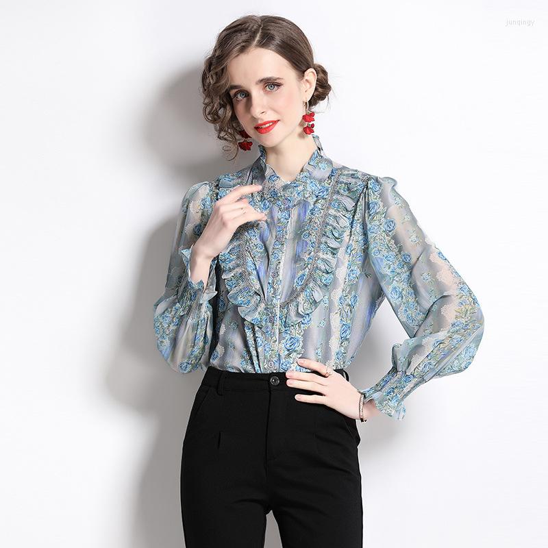 Women's Blouses Early Autumn Shirts For Women Clothing Blouse Single Breasted Long Sleeves Sweet Print Elegant Tops 2023, Blue
Women's Blouses Early Autumn Shirts For Women Clothing Blouse Single Breasted Long Sleeves Sweet Print Elegant Tops 2023, Blue