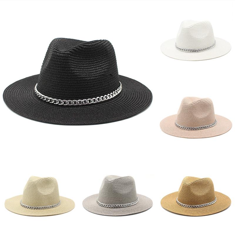 Wide Brim Hats Sun Hat Women Silver Chain Summer Straw Flat Top Outdoor Leisure Seaside Sunshade Beach Wholesale, 07
Wide Brim Hats Sun Hat Women Silver Chain Summer Straw Flat Top Outdoor Leisure Seaside Sunshade Beach Wholesale, 07