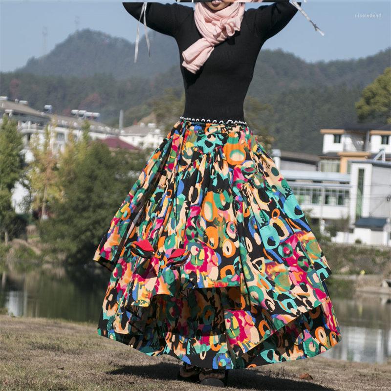 Skirts Autumn And Winter Women' Ethnic Style Cotton Linen Skirt Elastic Waist Large Swing Long Retro Printed Faldas T1172, As show 122
Skirts Autumn And Winter Women' Ethnic Style Cotton Linen Skirt Elastic Waist Large Swing Long Retro Printed Faldas T1172, As show 122