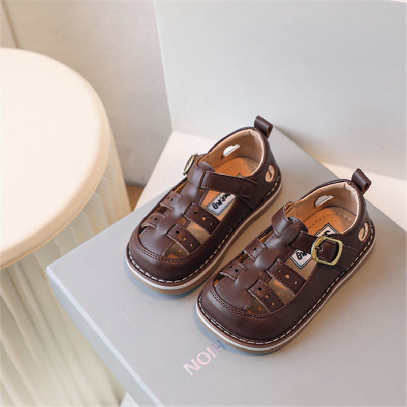 First Walkers Summer Baby Shoes Leather Hollow out Soft Sole Toddler Kids Sandals Non-slip Fashion Little Boys Girls Shoes 230314