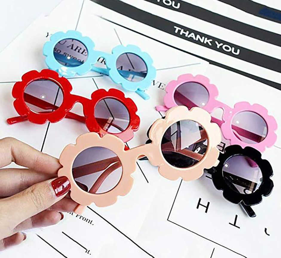 Round Flower Sunglasses Stylish Anti-UV Sunflower Sunblock Glasses Party Photography Outdoor Beach Colorful Eyewear For Baby Kids Children Z260305