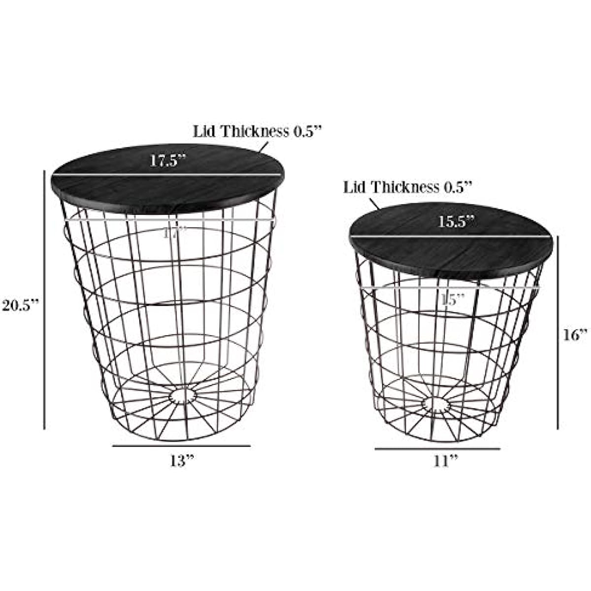 Lavish Home Nesting End Tables with Storage (Black)