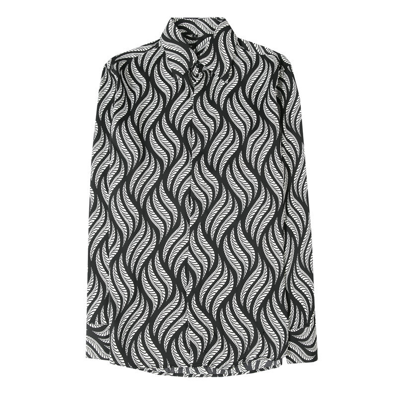 Men's Casual Shirts Black/White Autumn Long Sleeve Floral Shirt For Men Clothing Simple Slim Fit Casual Club/Prom Tuxedo Camisas De Hombre 230314