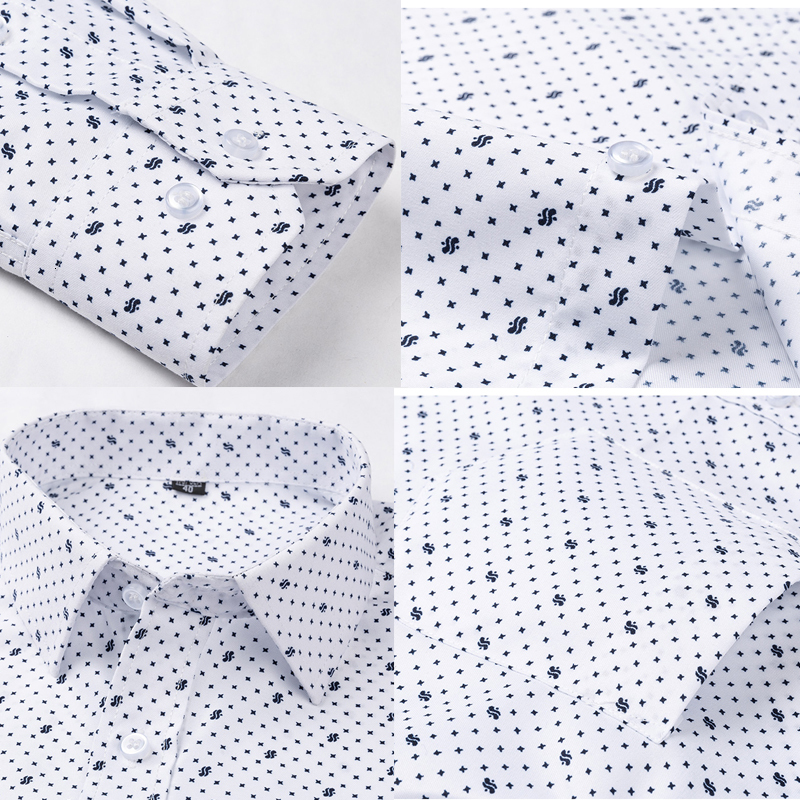 Men's Casual Shirts Men's Long Sleeve Casual Shirts Fashion Print Cotton Standard Fit Button Pocket Soft Shirts For Man Office Business Dres