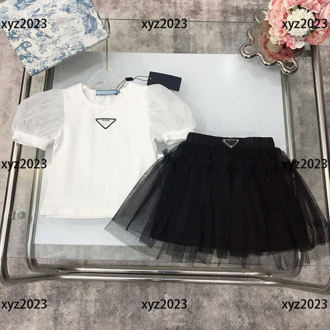 KIds Clothes Child Sets baby 2pcs Embroidered logo short sleeve and metal buckle mesh pleated skirt New arrival size -150 CM Mar10, Black 
KIds Clothes Child Sets baby 2pcs Embroidered logo short sleeve and metal buckle mesh pleated skirt New arrival size -150 CM Mar10, Black