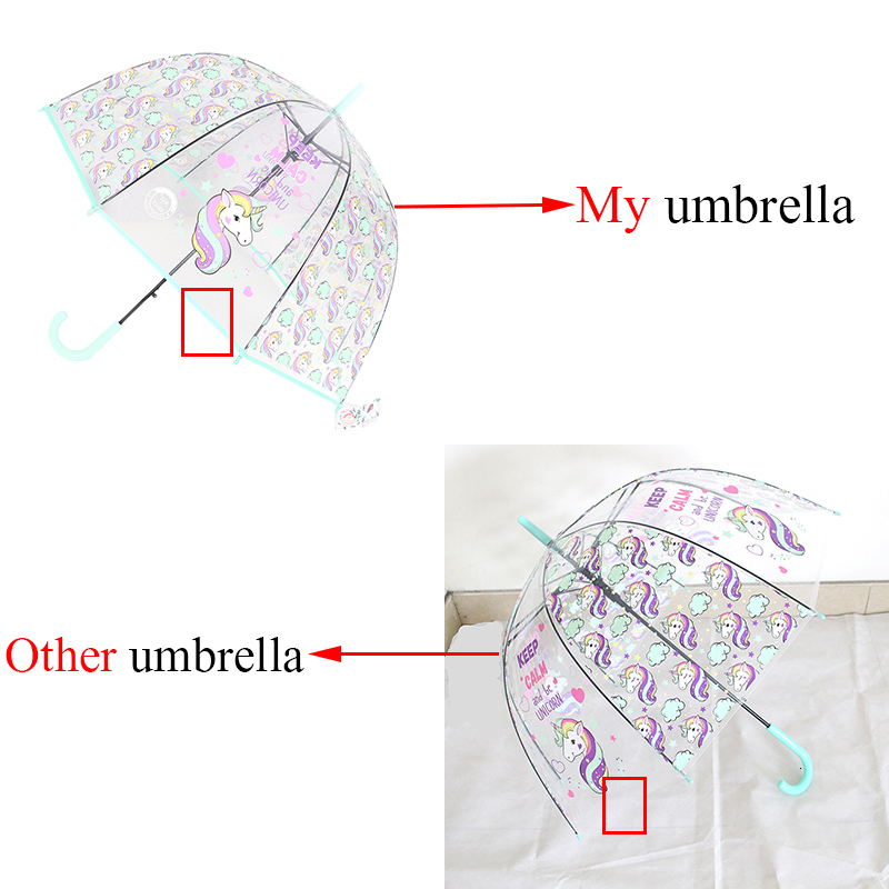Umbrellas Laser Umbrella Unicorn Kids Cartoon Umbrellas Rainbow Film Colour Changing Umbrella Children Transparent Umbrellas Drop 230314