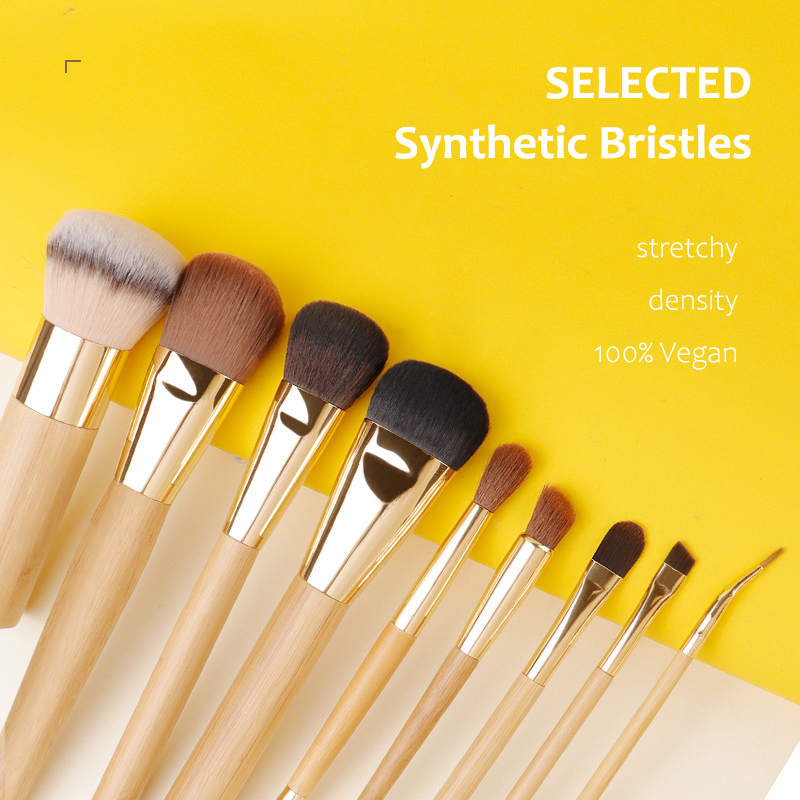 TT-Series Bamboo Makeup Brushes for Foundation Blush Powder Contour Highlight Eye Shadow Brow Liner - Soft Synthetic Flawless Finish Beauty Cosmetics 