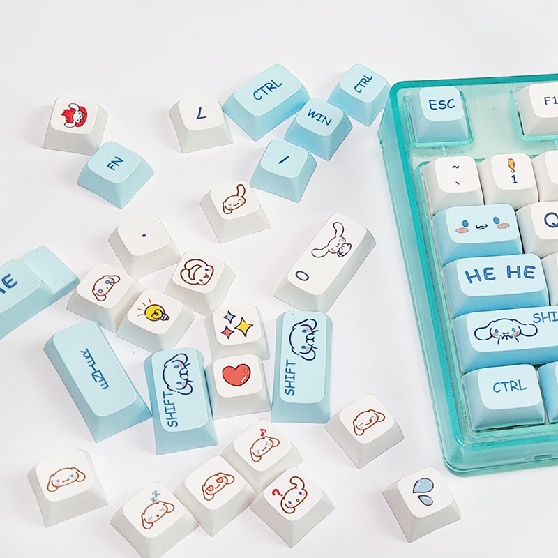 129 Key Cap PBT SYE-SUB XDA Profile Cute Dog Keycap for MX Switches DIY Custom Gaming Mechanical Keyboard Bule keycaps