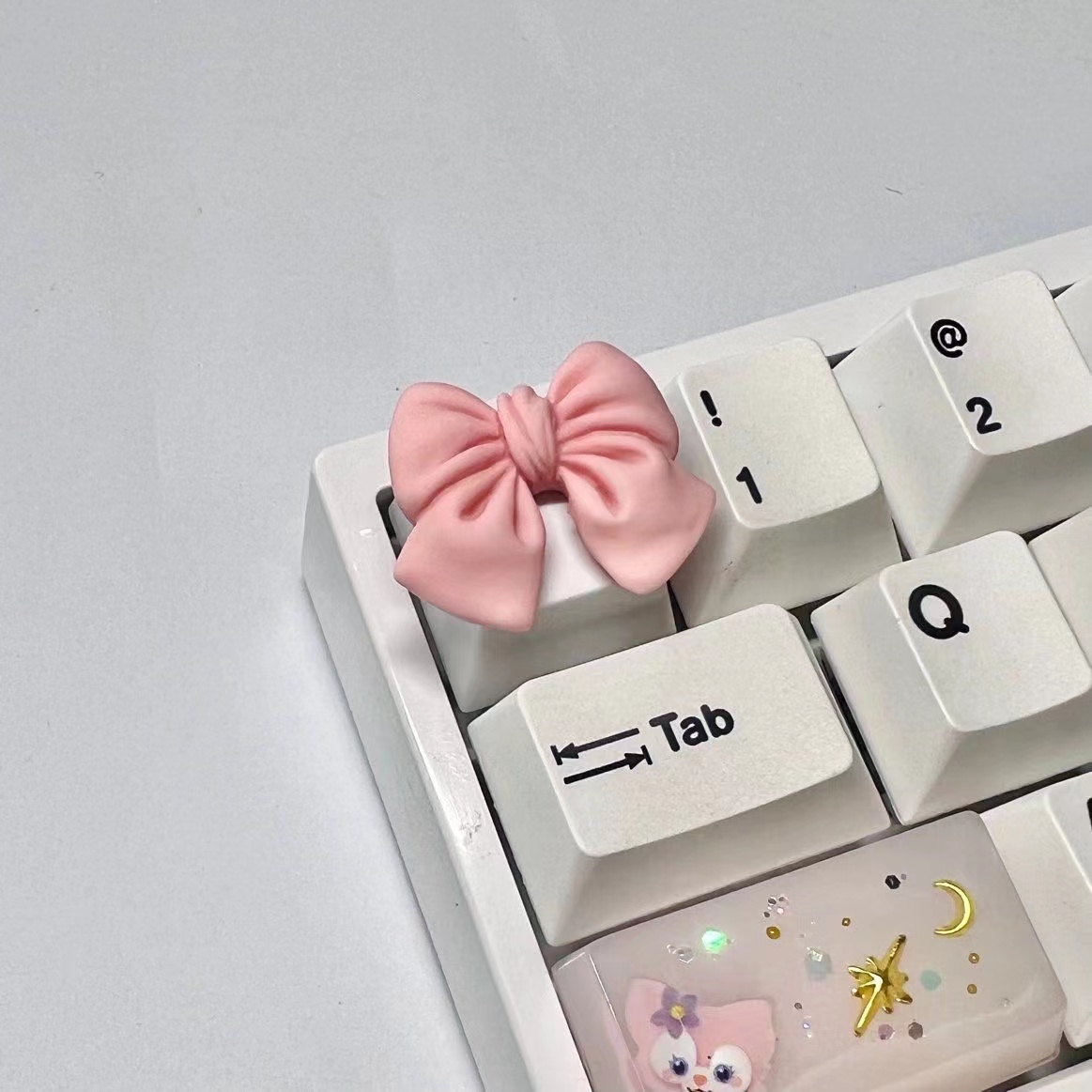 New Bowknot Cute Esc Keycap Oem Kawaii Pink White Keycaps Girl Woman for Profile Cherry Mx Switch Mechanical Keyboard