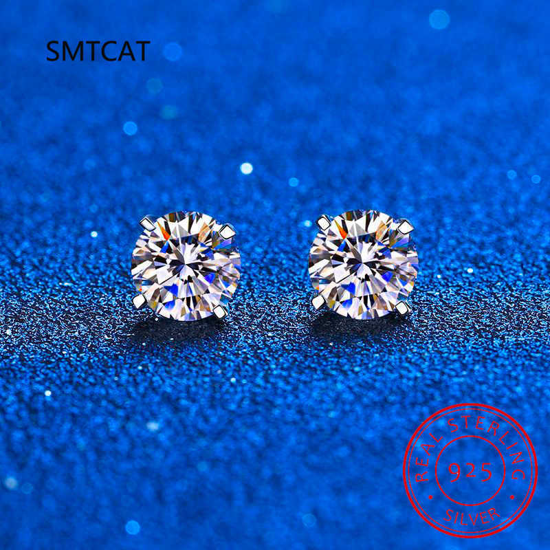 Charm Certified 2ct D Color Moissanite Studs Earrings for Women White Gold S Sterg Sier Brilliant Lab Dia Earring AA230311