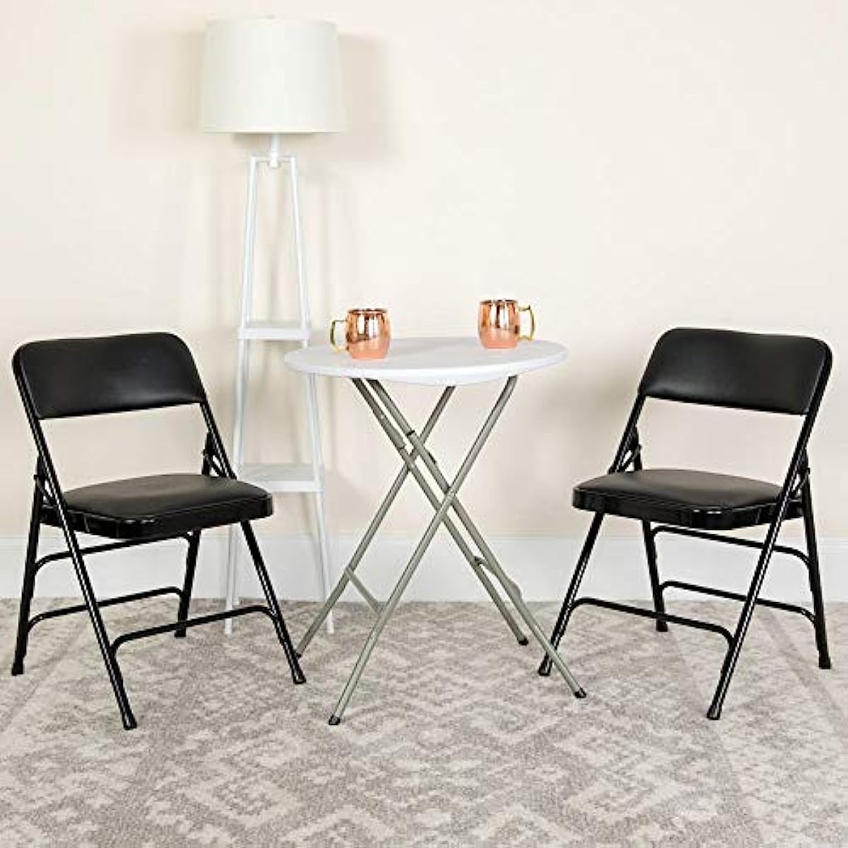 Flash Furniture HERCULES Series Metal Folding Chairs with Padded Seats | Set of 2 Black Metal Folding Chairs chub chair