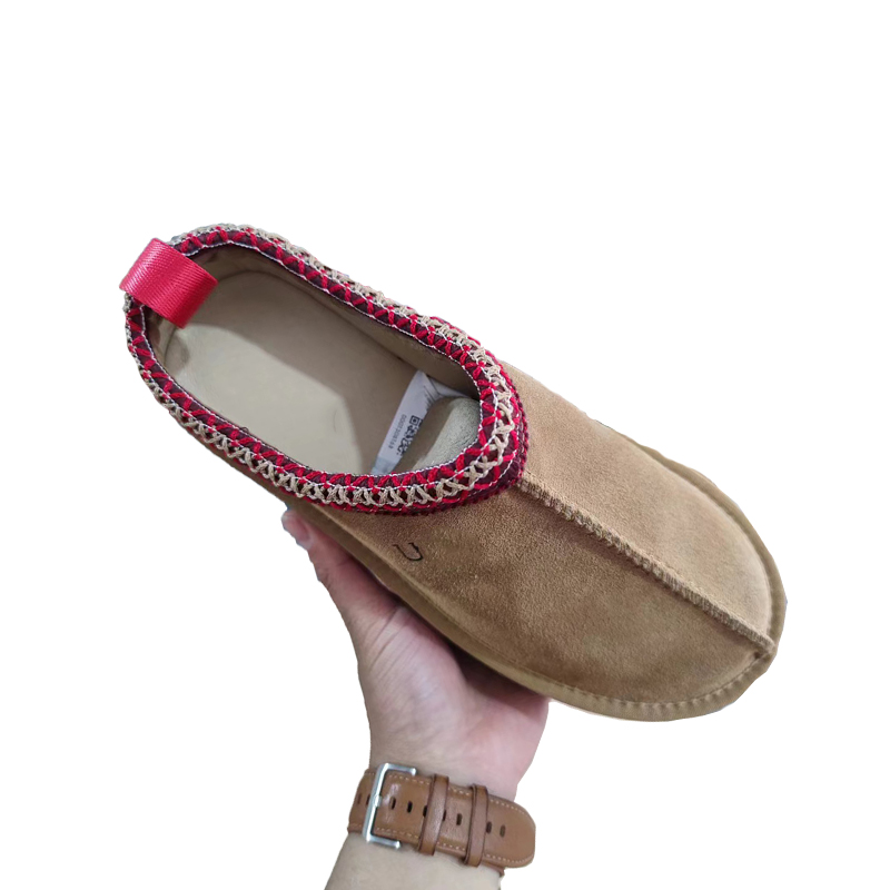 Tazz Slippers Designer Real Leather Femmes Men Slides Classic Australia Mini Mini Platform Boties Tasman Slip-On Comfort Chestnut Black