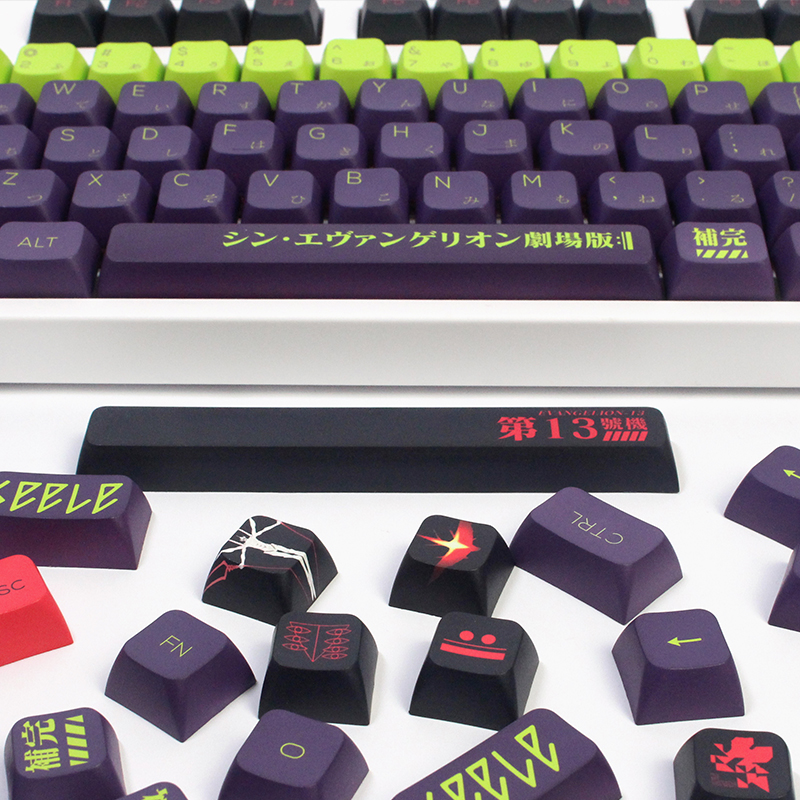 135 Keys/Set XDA Profile EVA-13 Japanese Key Caps DIY Custom PBT Purple Keycap for MX Switches Mechanical Gaming Keyboards