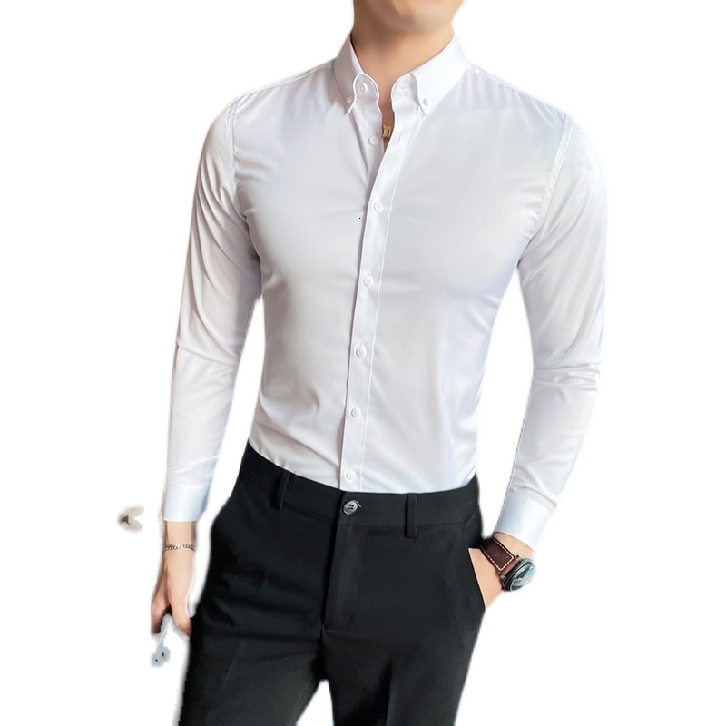 Men's Casual Shirts Long Sleeve Men Dress Shirts Simple All Match Business Formal Wear Slim Fit Casual Office Blouse Homme Plus Size 5XL-M 230314