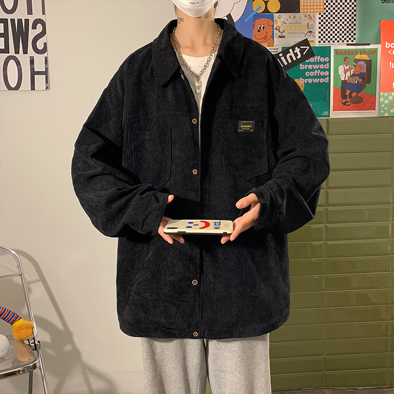 Men's Casual Shirts Art Style Men's Corduroy Long Sleeve Shirts Autumn Korean Shirt Woman Fashion Casual Oversize Shirt Coat Quality Clothin