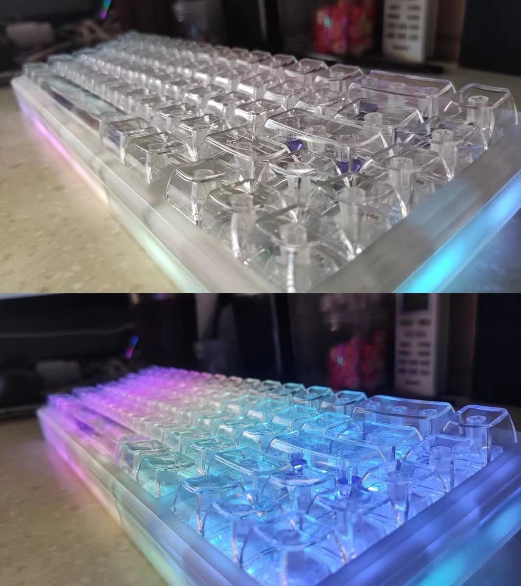 132 Key Full Transparent Keycaps Cherry Profile Crystal With Characters Backlight Stickers Keycap Set PC for Mechanical Keyboard
